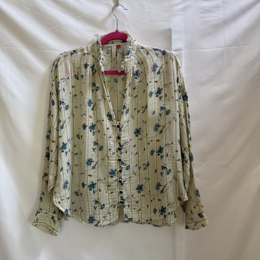 Anthropologie By Pilcro The Tavi Button Down Blouse Size L Cottagcore Prairie - Picture 2 of 14